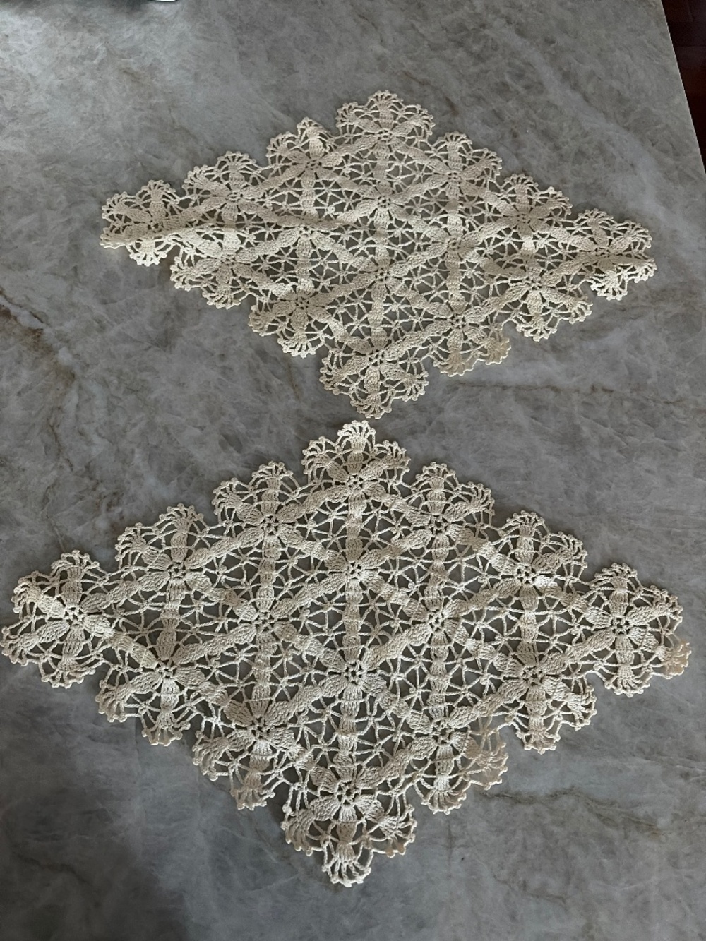 Vintage Crochet Diamond Shaped Table Runner
